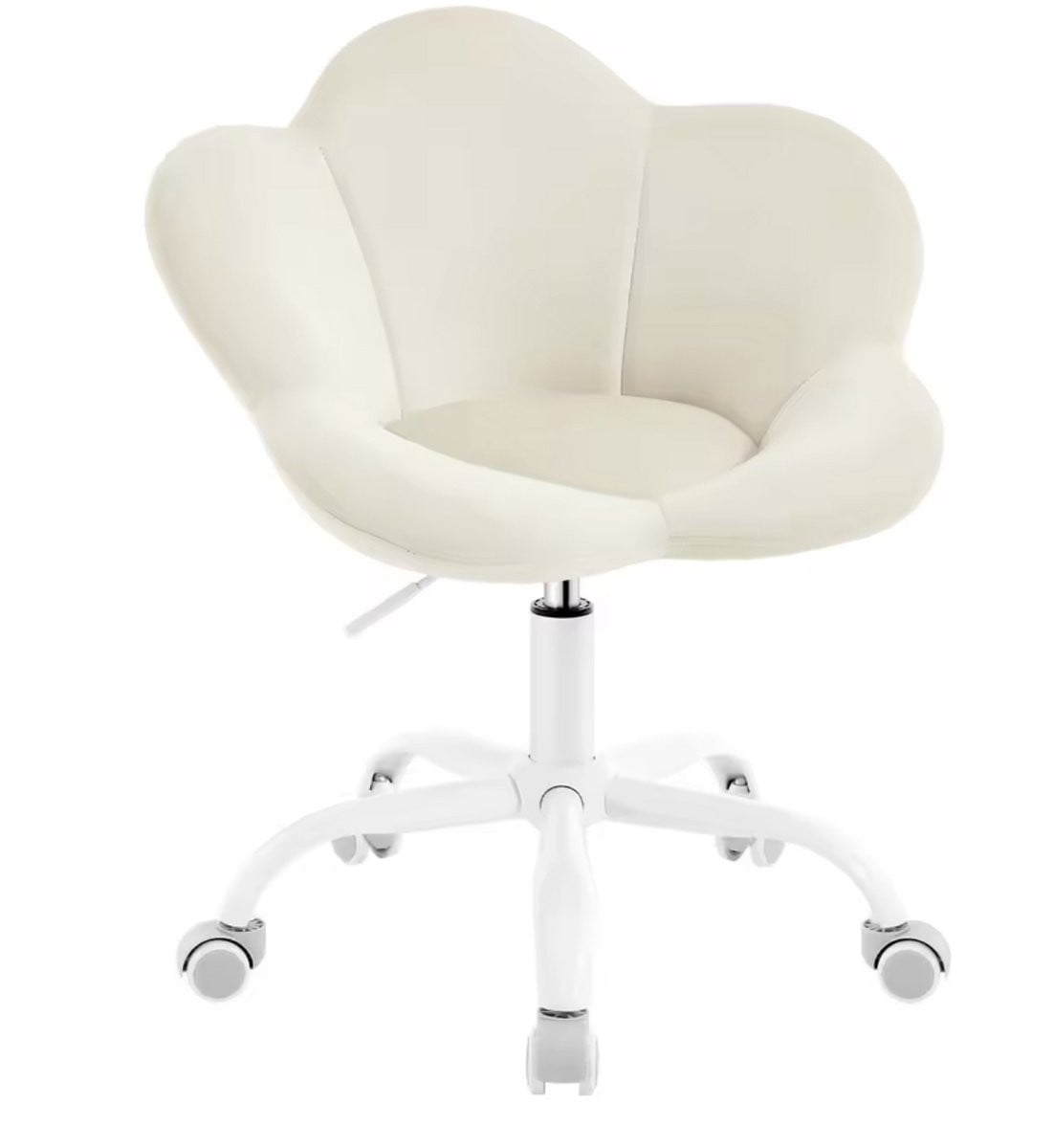 Varnox Kinderbureaustoel Bloemvormig – Verstelbare Ergonomische Fluwelen Bureaustoel met Wielen – Beige