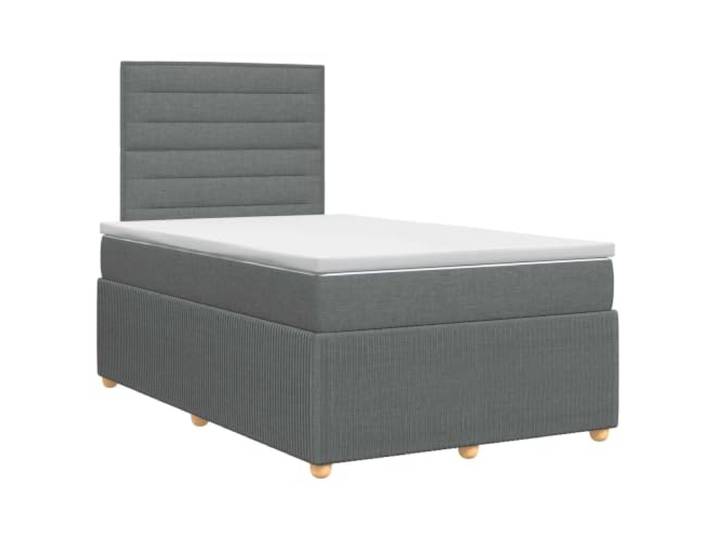 KTHLBRH Boxspringbett mit Matratze dunkelgrau 120 x 190 cm Verstellbares Kopfteil, Polyesterfüllung, Taschenfedern, Topper, Waschbare Bezüge, Holz