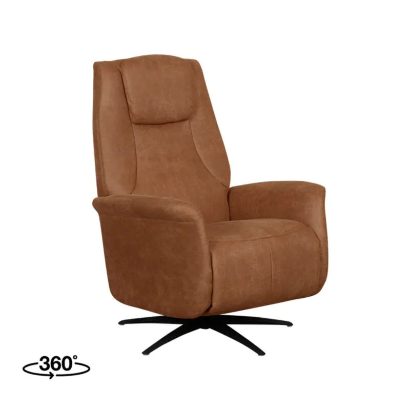 LABEL51 Fauteuil Stockholm Relax Fauteuil - Cognac - Micro Suede