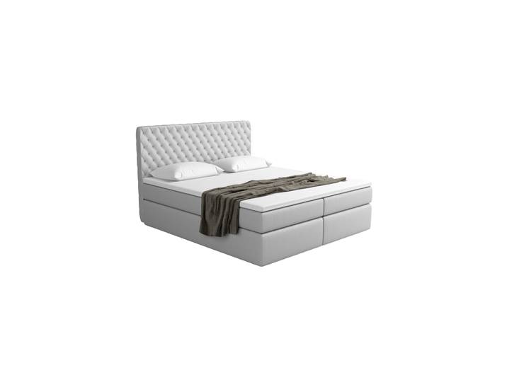 Design Boxspringbett „Alvara“ mit Ablagefach, Kunstleder Hellgrau BLOOMINGLOFT Collection