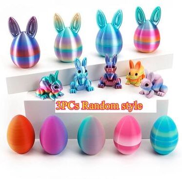 Inspire Essentials 3D Printed Easter Bunny Egg Ornament Cute Rabbit Desk Decor 11