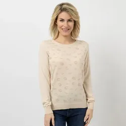 EVA LUTZ Pullover Rundhalsausschnitt Ziersteine figurumspielend