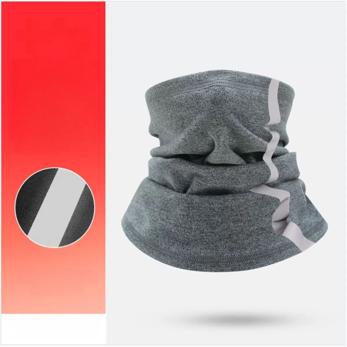 INF Reflektierender, winddichter Halswärmer – Thermo-Fleece-Gesichtsbedeckung für den Winter Grau