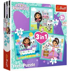 Gabby's Dollhouse 3in1-Puzzle, Gabby Trefl 34871 Aktivitäten