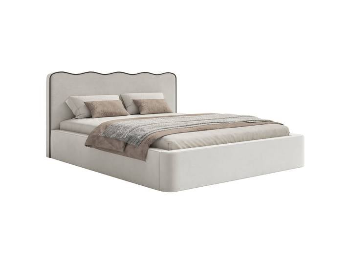 Polsterbett 140x200 cm Duney hellbeige Samt