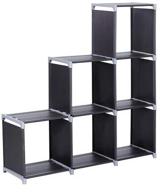 FCH 3-Tier 6 Compartments Multifunctional Storage Shelf Black