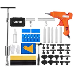 VEVOR 52-teiliger Ausbeulen-Abzieher Ausbeulwerkzeug Dellen-Reparaturset, inkl. 20 Brückenabziehlaschen & 2 x Abisolierungsnut, 2 in 1 Gleithammer-Abzieher Entfernung von Beulen, für Autos usw.