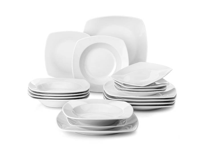 Service de table en porcelaine blanche MALACASA 18/36 pièces avec 6 assiettes plates/assiettes à soupe/assiettes à dessert pour 12 personnes