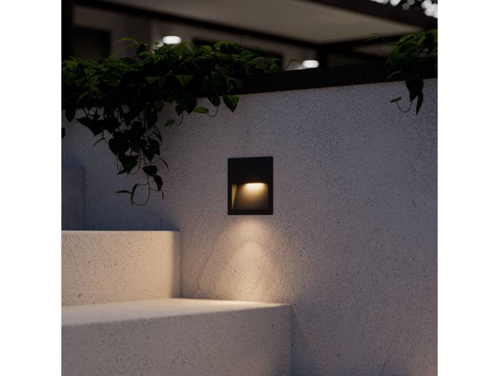 Loya Square Spot Encastré Extérieur IP54 Dark Grey - Lucande - Balcon - Moderne - Aluminium - Angulaire