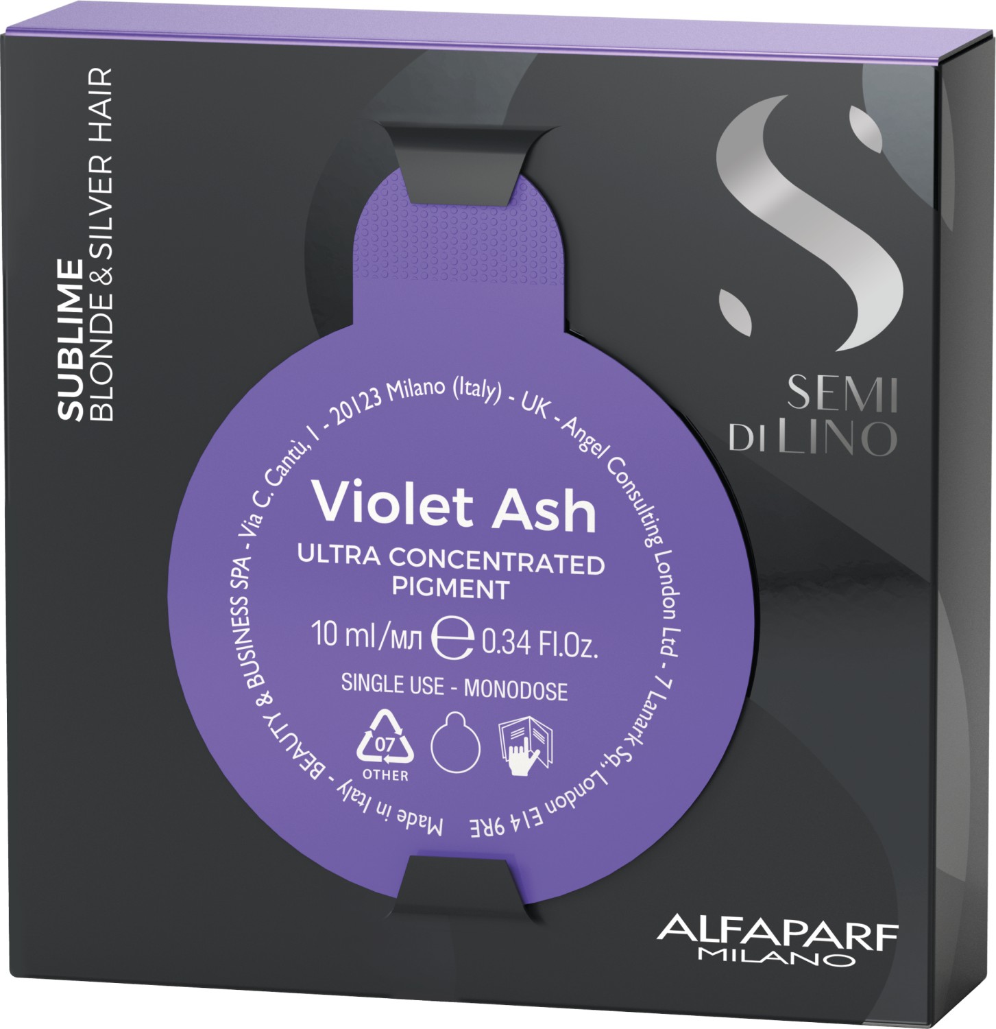 Alfaparf Milano Semi di Lino Sublime Pigments Color Violet Ash .21 10 ml PF022717