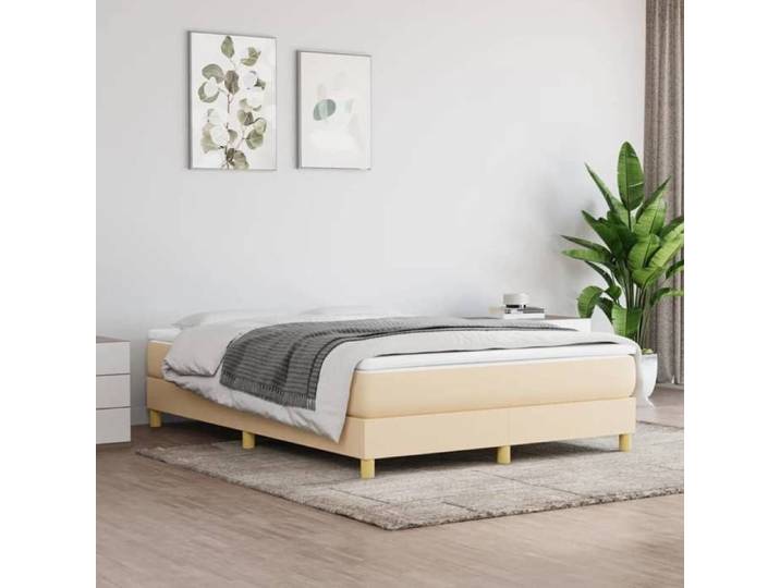 Bonne qualité - Cadre de lit sans matelas crème 140x200 cm - haut de gamme - tissu6973