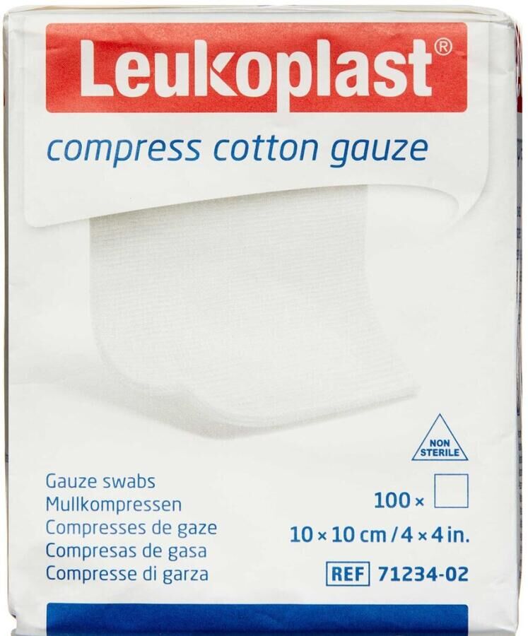 Leukoplast Compress Cotton Gauze 10 x 10 cm 8-lags Medicinsk udstyr 100 stk