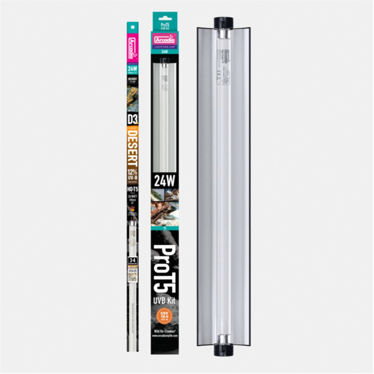 Arcadia Pro T5 Set Desert 12% UVB 24 Watt Fluorescent Verlichting