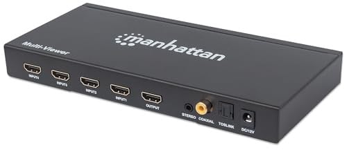 Manhattan 207881 1080p 4-poorts HDMI multiviewer-switch met afstandsbediening Zwart