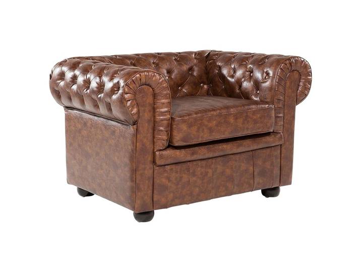 SESSEL Kunstleder Goldbraun Chesterfield