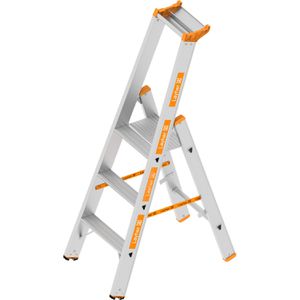 Layher Stehleiter Topic 1064, mit Plattform, aus Aluminium, bis 150kg, mit 3 Stufen