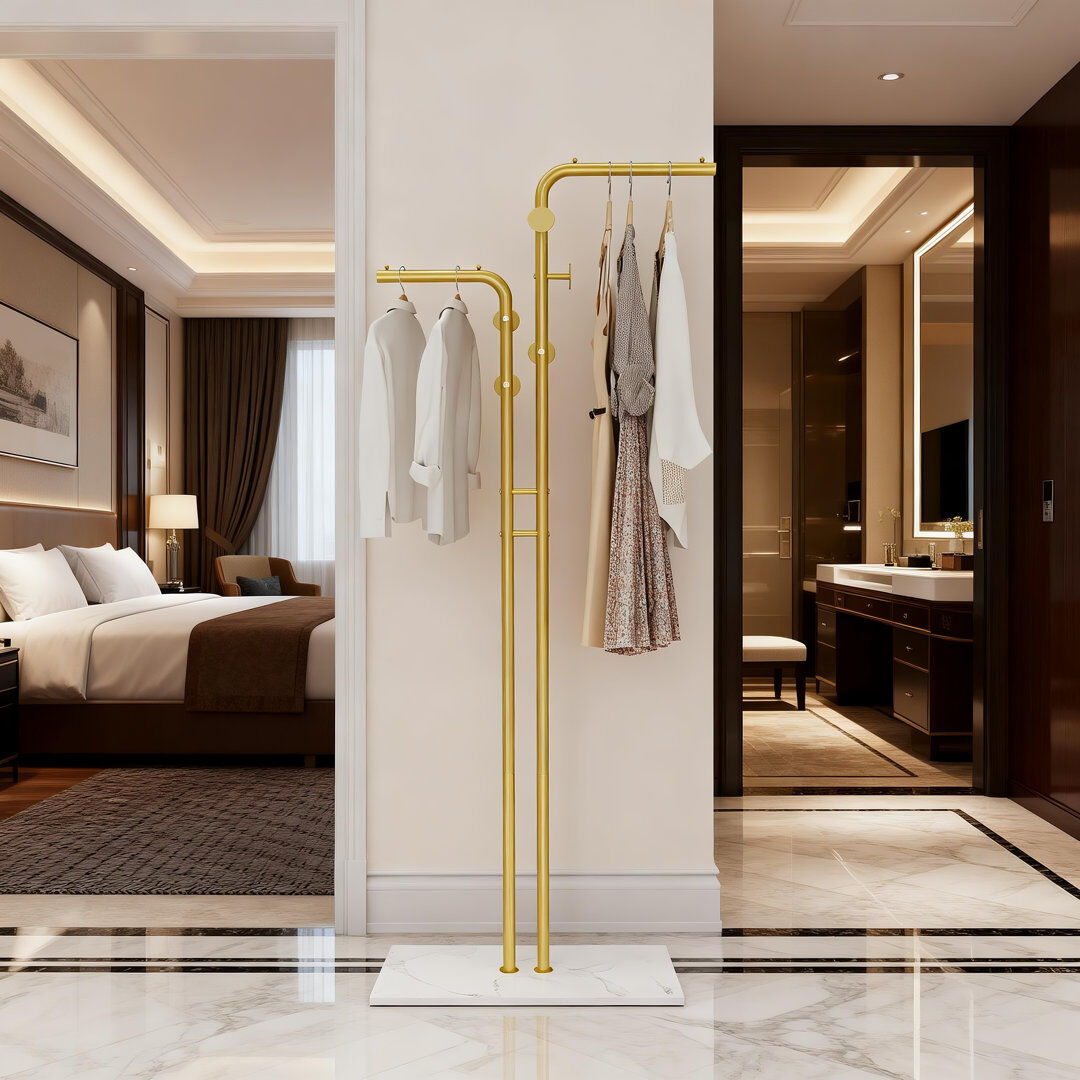 Fairmont Park Heston Freestanding 5 - Hook Coat Rack Gold 171cm H X 60cm W X 30cm D
