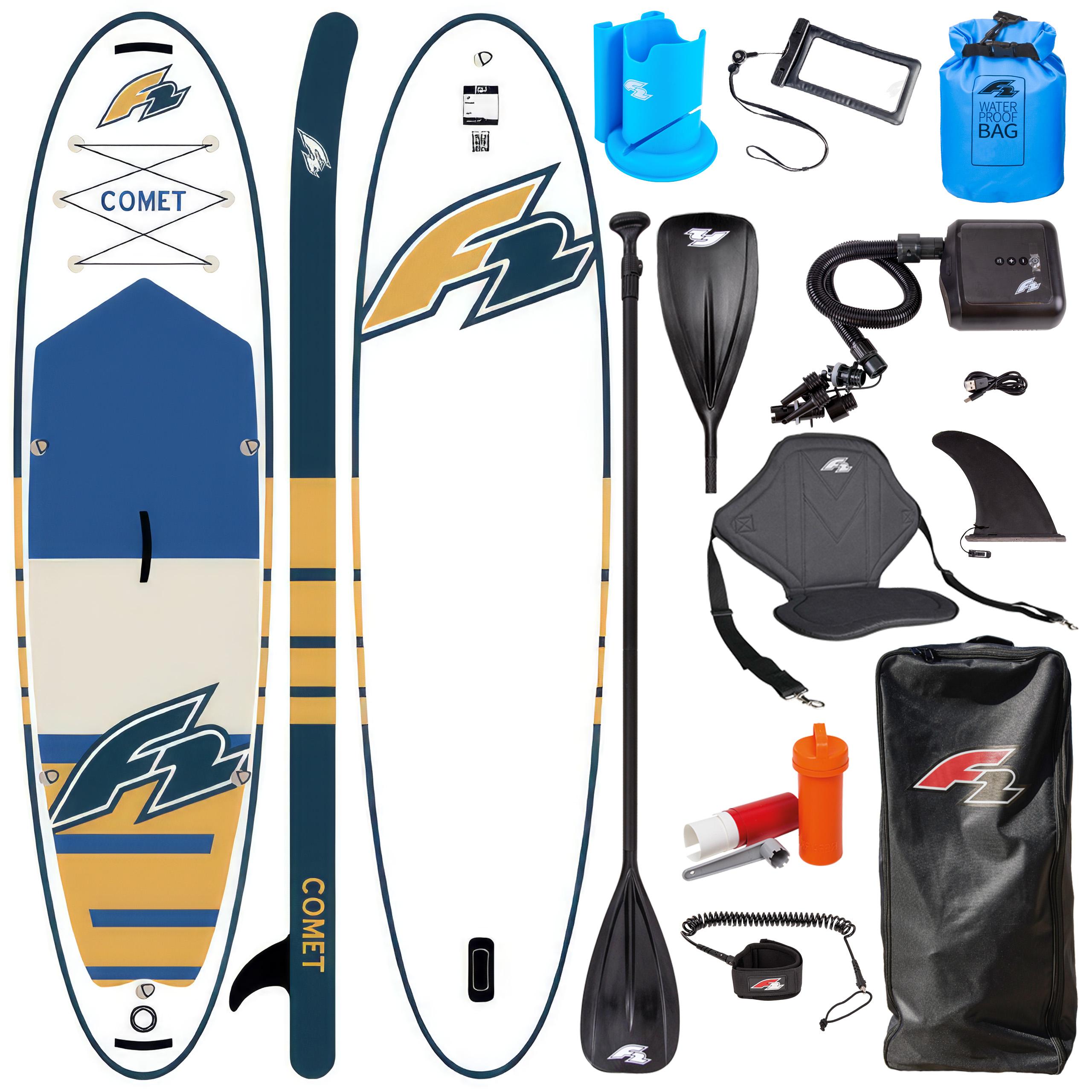 F2 Comet 10'6 Multiset SUP Board Set - aufblasbar, Kajaksitz, Akku Elektropumpe, 320 cm Allround Paddle Board