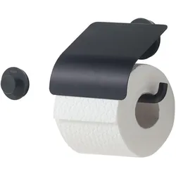 Tiger, Toilettenpapierhalter, Urban - Toiletrolhouder met klep inclusief Handdoekhaak klein Zwart
