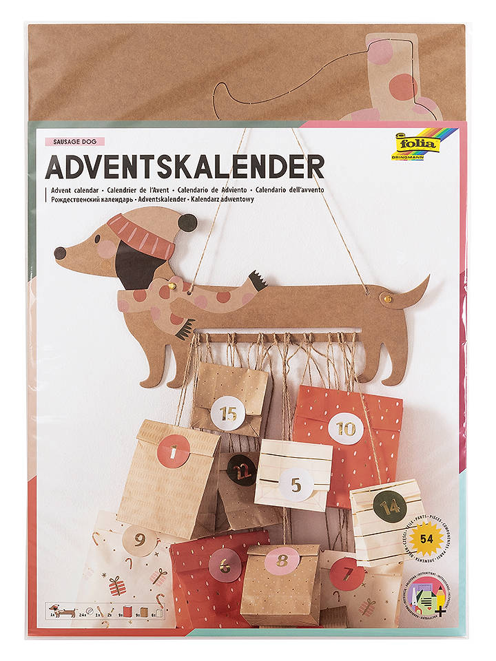 folia PAPER Bastelset "Adventskalender - Dackel" in Natur/ Rot - onesize
