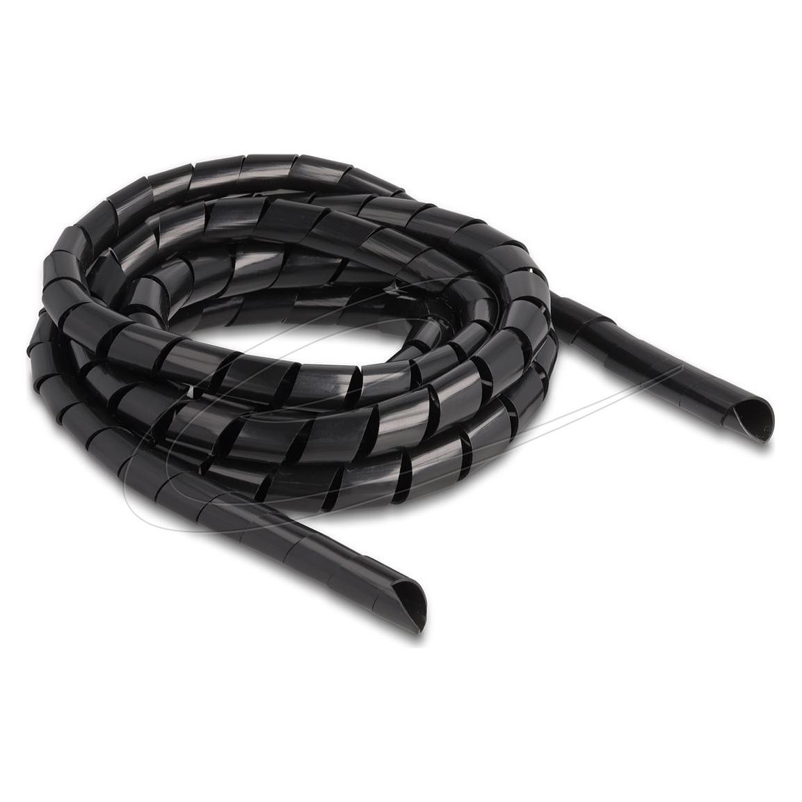Delock Spiroschlauch flexibel 2 m x 14 mm Schwarz (Kabelspiralschlauch, 200 cm) (19022)