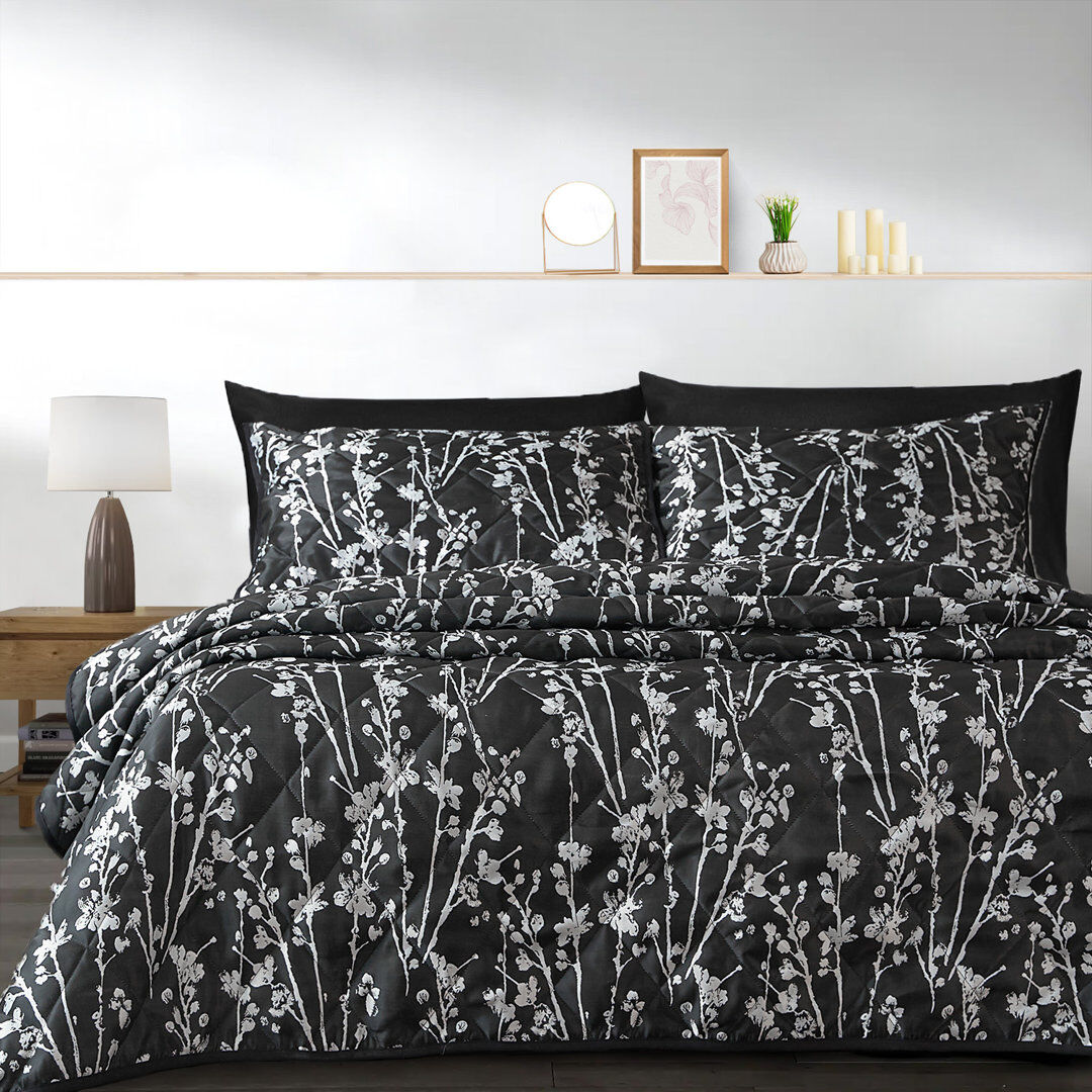 Marlow Home Co. Abhipsa Luxury Jacquard Bedspread Sets Black Single Bedspread - 1 Sham