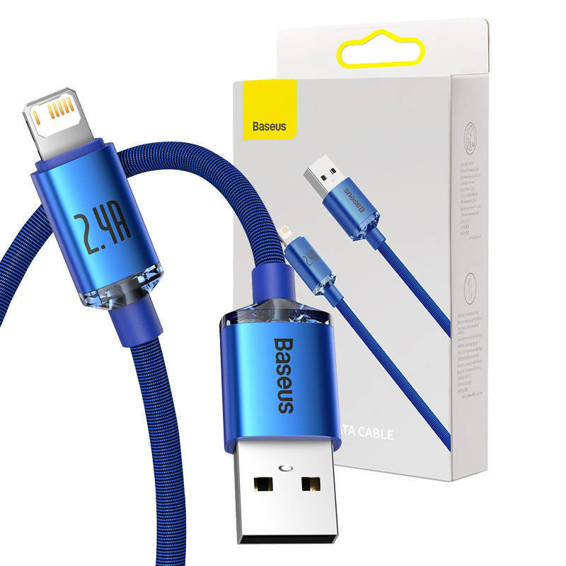Baseus USB-A naar Lightning oplaadkabel, 1,2 meter, blauw