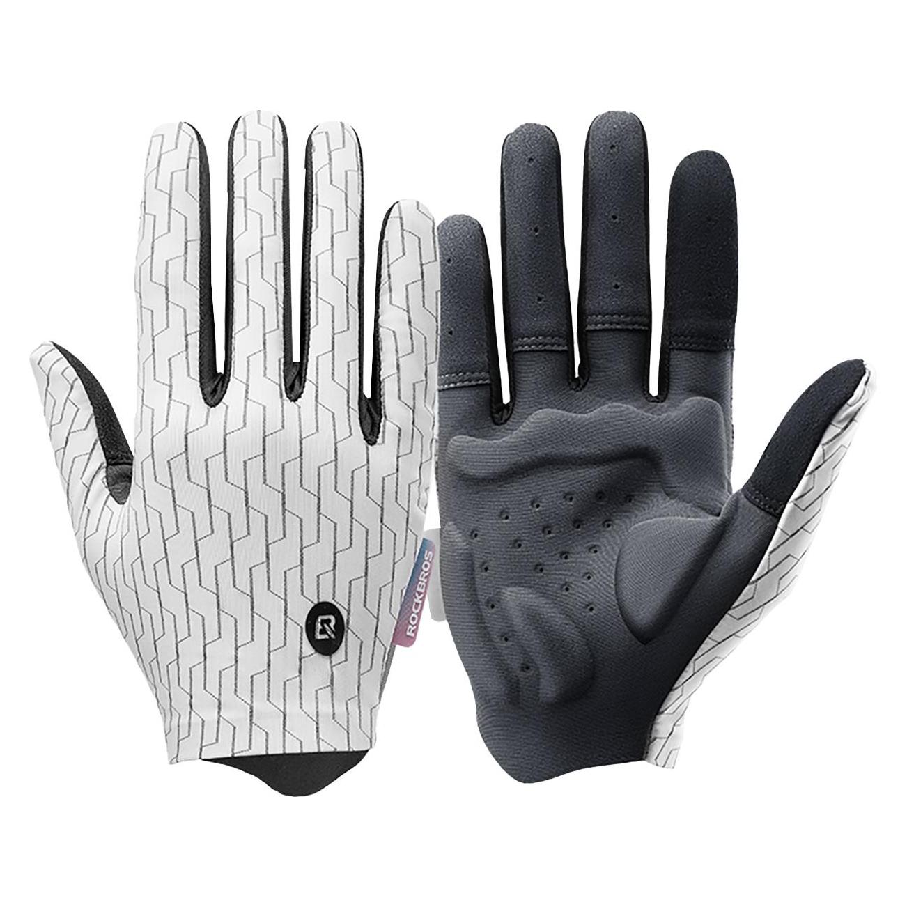 Rockbros sports gloves full spring-summer size M - white and black (M) (8386824304909)