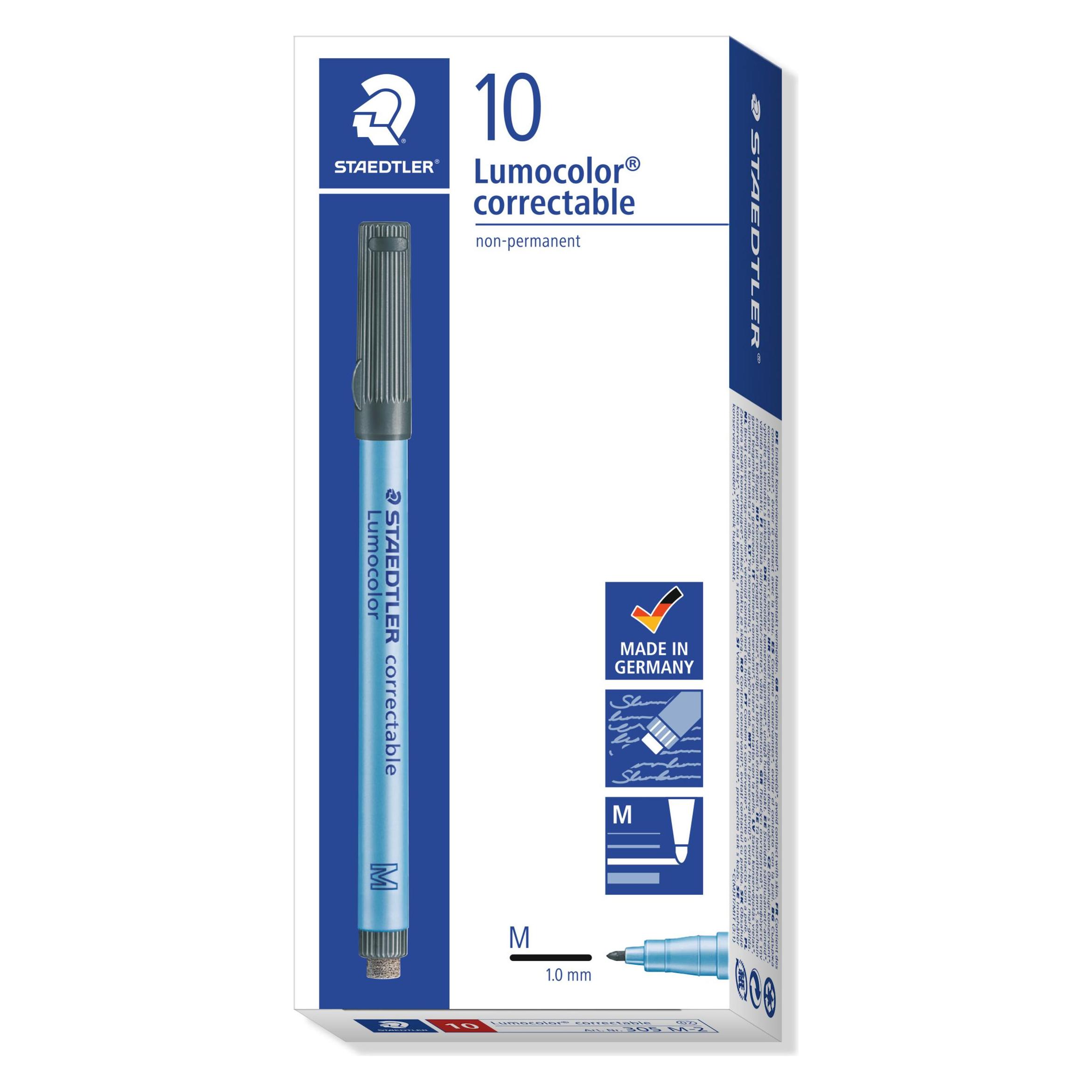 Staedtler Lumocolor correctable 305 Trocken abwischbarer Universalstift, Einzelprodukt, rot, M (1x) (305 M-2) Mindestbestellmenge: 10 Stück