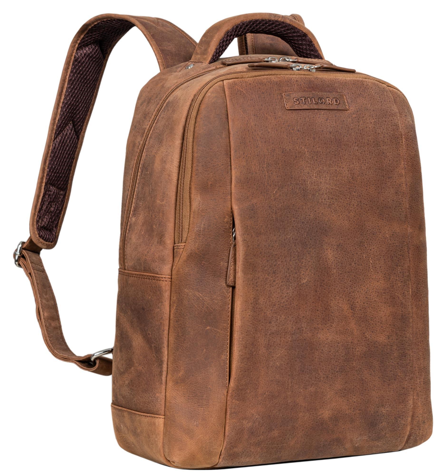 Leder Rucksack mit Laptopfach bis 13,3 Zoll für Damen und Herren