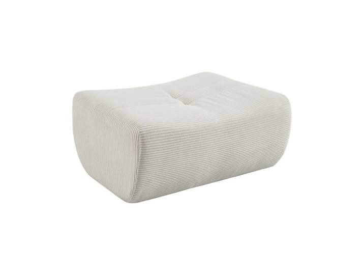 Pouf, repose-pieds velours côtelé crème