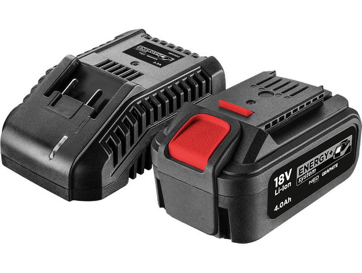 GRAPHITE Batterie 4ah avec chargeur Kit E+ : 58G004 (Energy+ 18V\, batterie Li-Ion 4.0Ah)\, 58G002 (chargeur de batterie Energy+\, 2.3A)