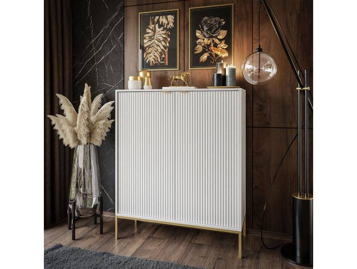 CORTADO GOLD Hochkommode K104 zweitürig weiß