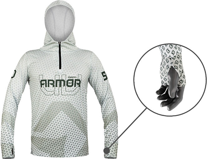 Sweatshirt avec une capuche Delphin UV ARMOR 50+ Olive XXL Silver, Gray XXL
