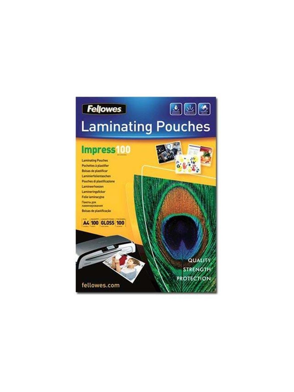 Fellowes A4 glänzende Laminierfolie 100 Mikron - 100er Pack