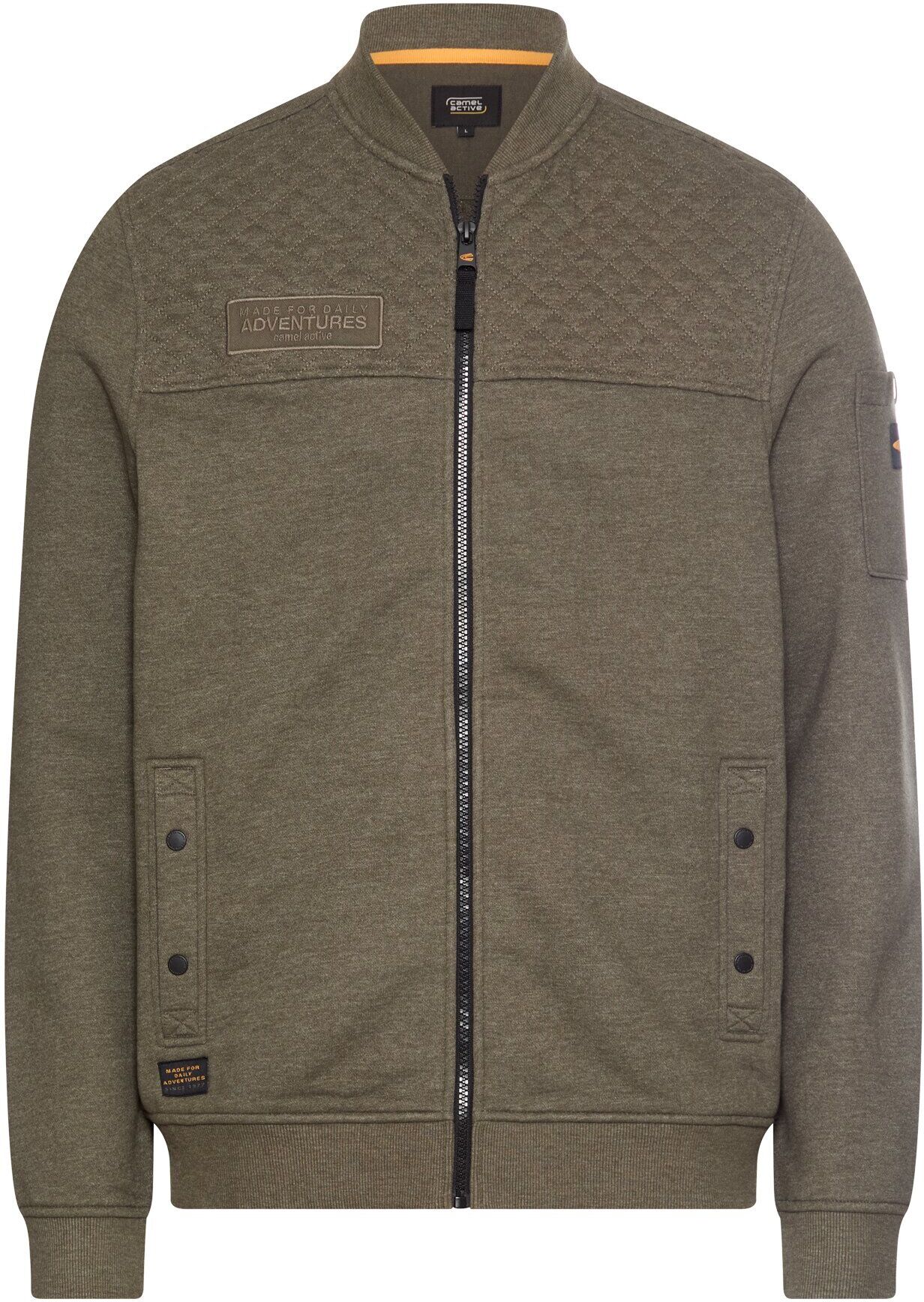 Sweatjacke CAMEL ACTIVE, Herren, Gr. XXL, braun (darl olive), Web, Obermaterial: 60% Baumwolle, 40% Polyester, unifarben, regular fit hüftbedeckend, Rundhals, Flachstrickbündchen, Sweatjacken Sweatjacke, im Blouson-Look darl olive XXL