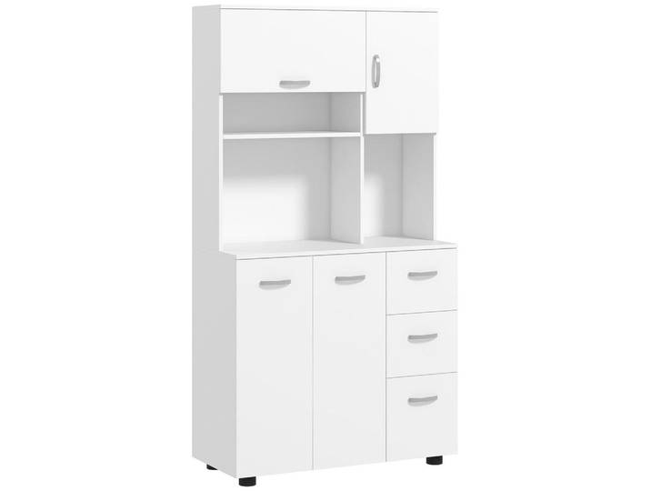 Homcom Küchenschrank MDF Spanplatte Weiß, 39.5x168x89 cm, Esszimmer, Anrichten, Buffetschränke