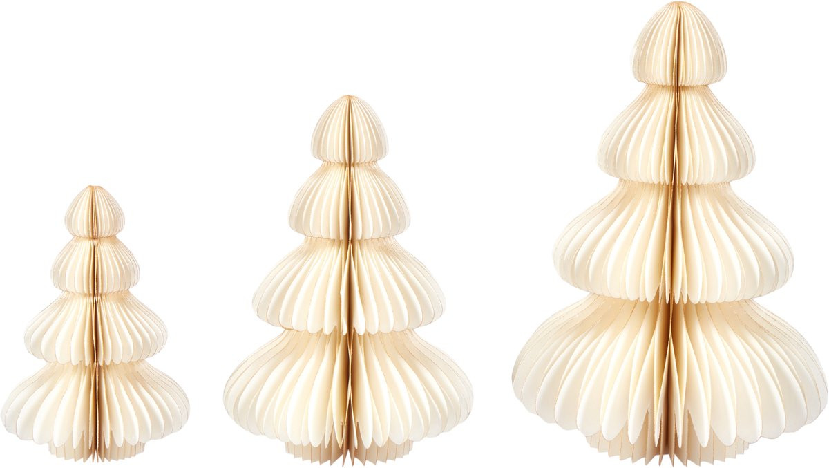Nilgiri Set van 3 Kerstfiguren - Beige - Papier