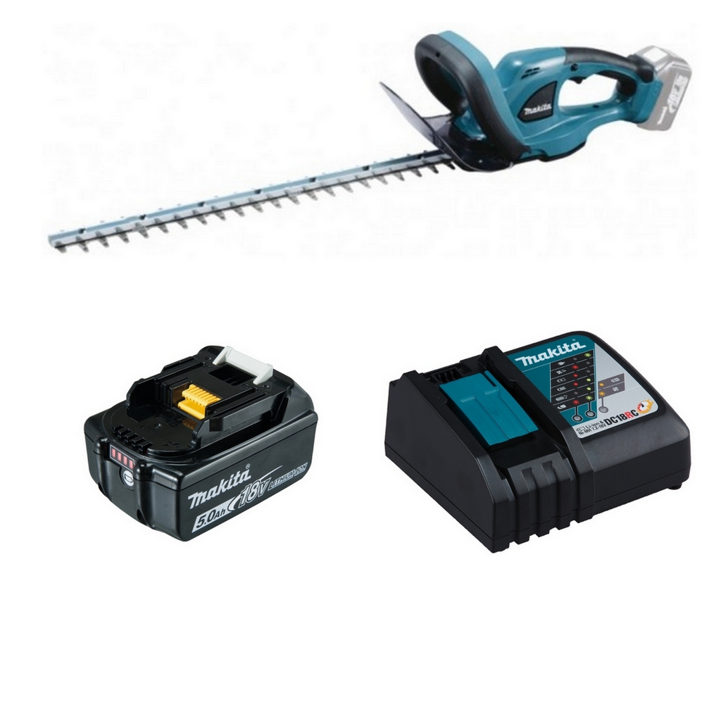 Makita Akku-Heckenschere DUH523Z 18V + Akku BL1850B 5,0 Ah + Ladegerät DC18RC