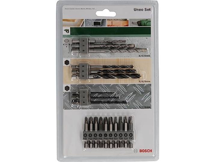 Bosch 19-delige Uneo set assorti (voor hout, metaal en steen, accessoire boorhamer)