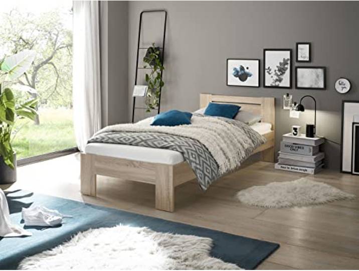 möbelando Bett >Cannes< in Eiche Sonoma - 95x71x204cm (BxHxT)