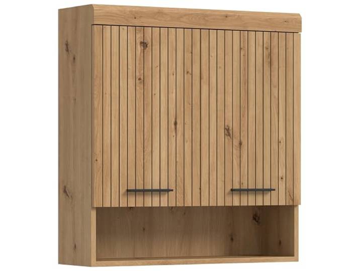 xonox.home - Hängeschrank Scout 74x79x24 cm in Artisan Eiche und schwarzen Akzenten- Hängeschrank Wandschrank Schrank Badmöbel - stabile Konstruktion hochwertig verarbeitet robust und langlebig
