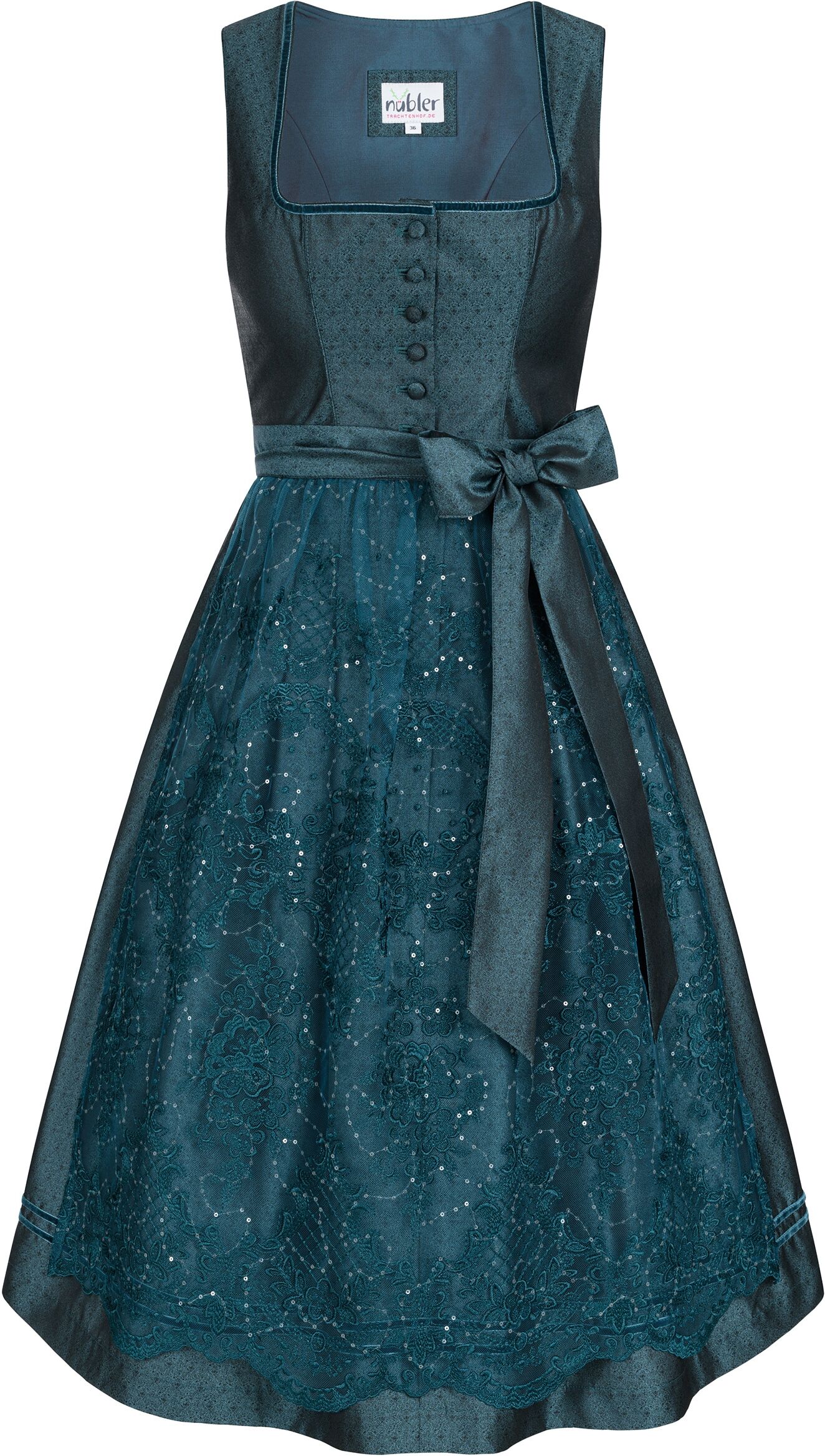 Dirndl NÜBLER "Midi Dirndl Kerala", Damen, Gr. 40, EURO, blau, Obermaterial: 100% Polyester PES., Kleider Dirndl