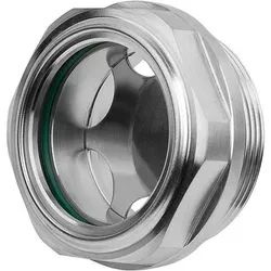 ÖLSCHAUGLAS MIT SECHSKANT MIT REFLEKTOR, D1=M26X1,5, D=32, EDELSTAHL, KOMP:SICHERHEITSGLAS