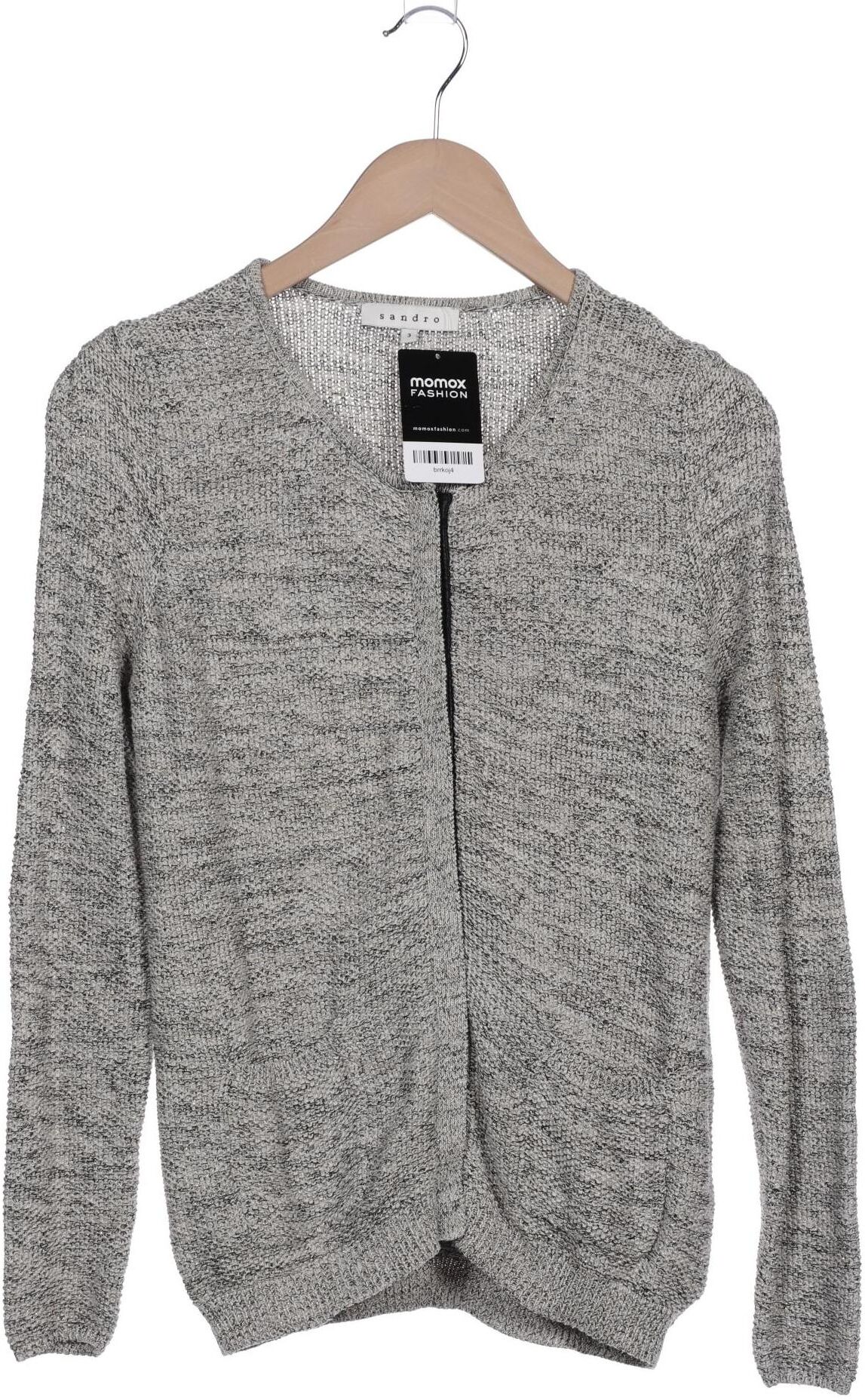 Sandro Damen Strickjacke, Beige, Gr. EU 40 (Sandro 3), Leder / Synthetik / Baumwolle - Second Hand