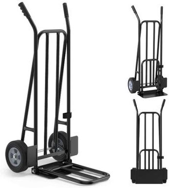 Costway Heavy Duty Hand Truck Dolly with Dual Foldable Nose Plates-Black