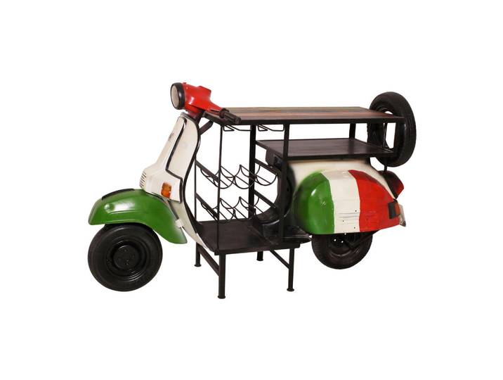 Mid.you Stehtisch, Grün, Rot, Weiß, Holz, Metall, Altholz, 170x105x66 cm, stabiler Standfuß, Esszimmer, Tische, Stehtische