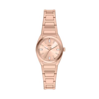 Quarzuhr FOSSIL "Everett", rosa (roségoldfarben, roségoldfarben), Armbanduhren, Damen, Quarzuhr, Armbanduhr, Edelstahlarmband, analog, Glassteine
