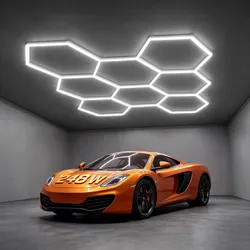VEVOR Hexagon LED Garagenbeleuchtung 248 W 29.760 lm 6500 K Deckenmontage Ideal für Fitnessstudios, Friseursalons, Showrooms und Geschäfte, Flexibles Design mit Schnappverbindung, Robustes PC