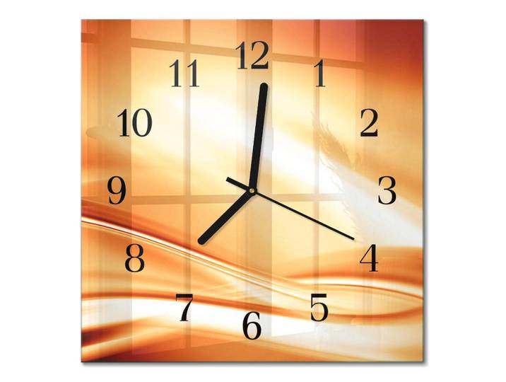 Tulup Wanduhr aus Glas 30x30 cm - Abstraktion, Orange, Quadratisch, 30x30x0.4 cm, Dekoration, Uhren, Wanduhren
